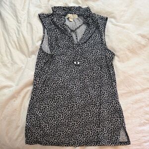 Michael Kors Black and White Leopard Print Blouse